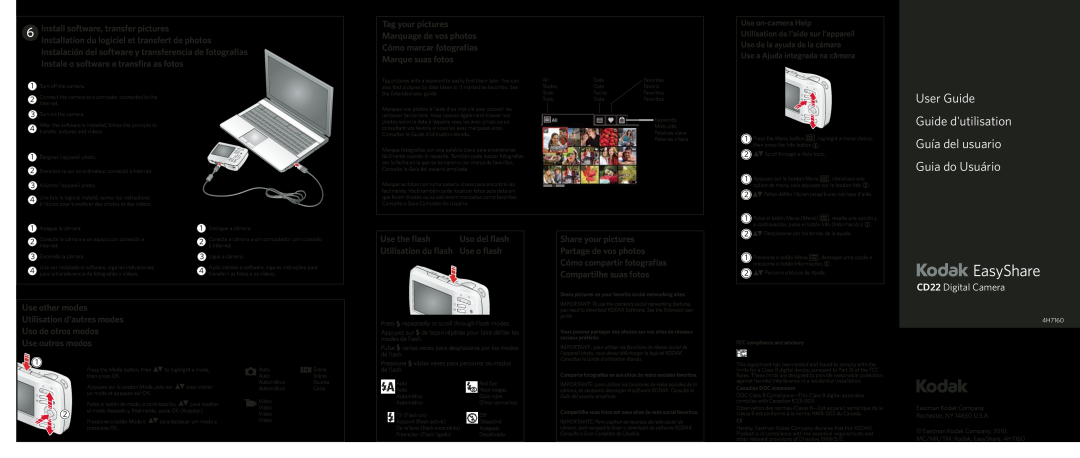 Kodak manual EasyShare, User Guide Guide dutilisation, Guía del usuario Guia do Usuário, CD22 Digital Camera, 4H7160 