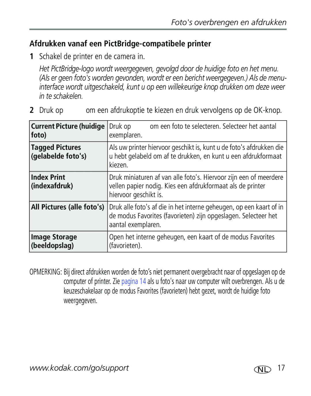 Kodak C310, CD40 manual Afdrukken vanaf een PictBridge-compatibele printer, Schakel de printer en de camera 