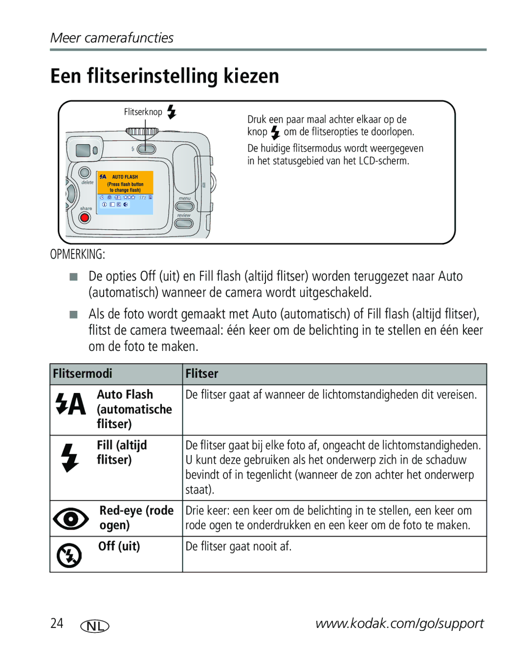 Kodak CD40, C310 manual Een flitserinstelling kiezen 