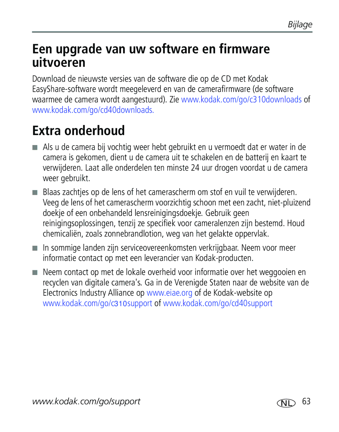Kodak C310, CD40 manual Bijlage 