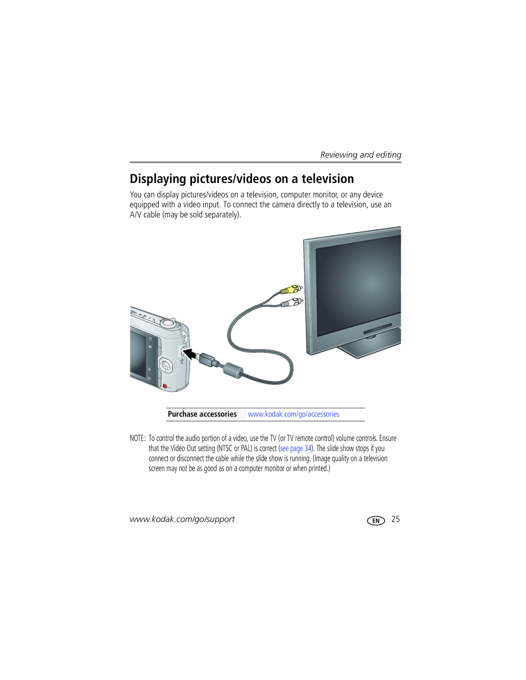 Kodak CD44 manual Displaying pictures/videos on a television 