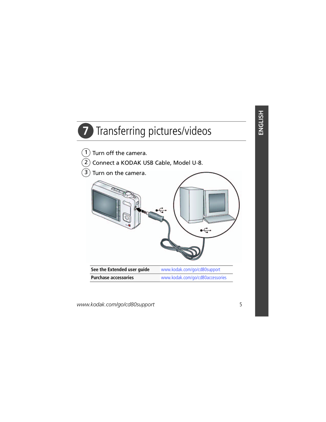 Kodak CD80 manual Transferring pictures/videos 