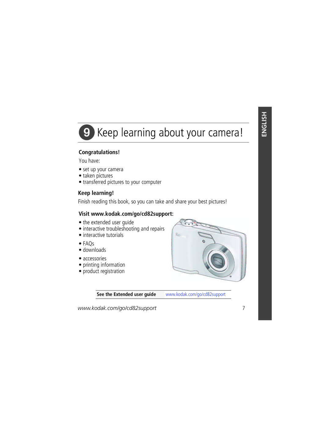 Kodak CD82 manual Keep learning about your camera 