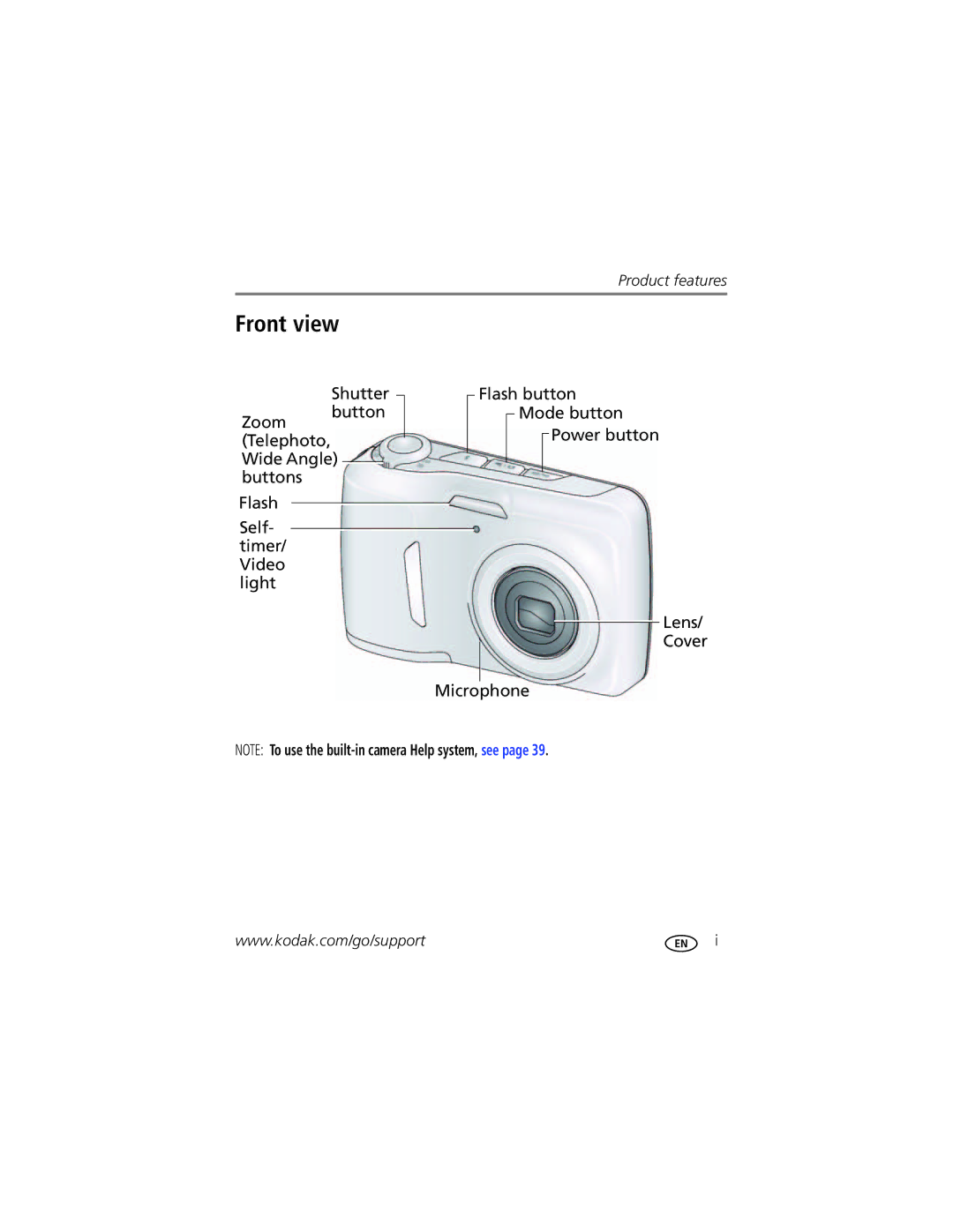 Kodak 1099969, CD83 manual Front view 