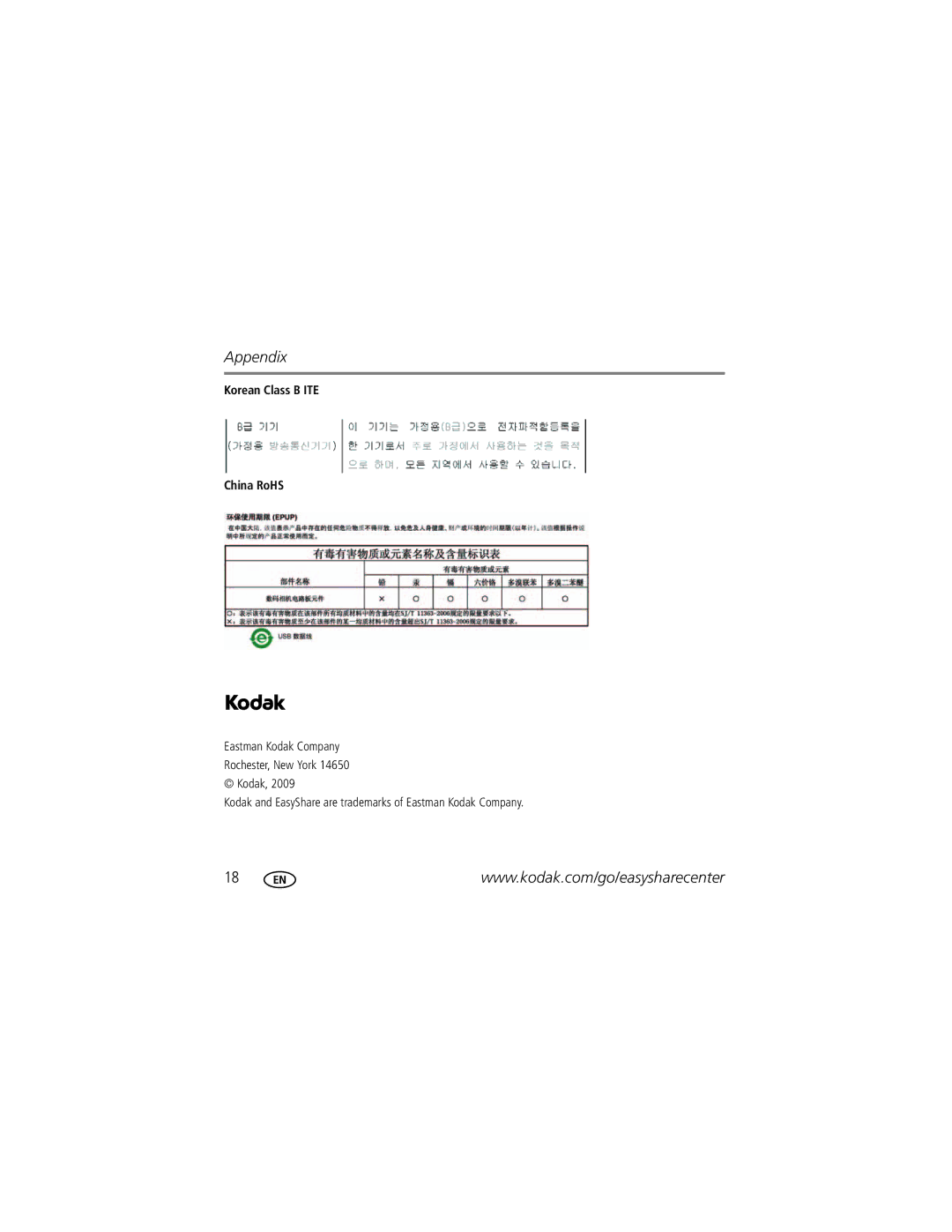 Kodak CD90 manual Appendix 