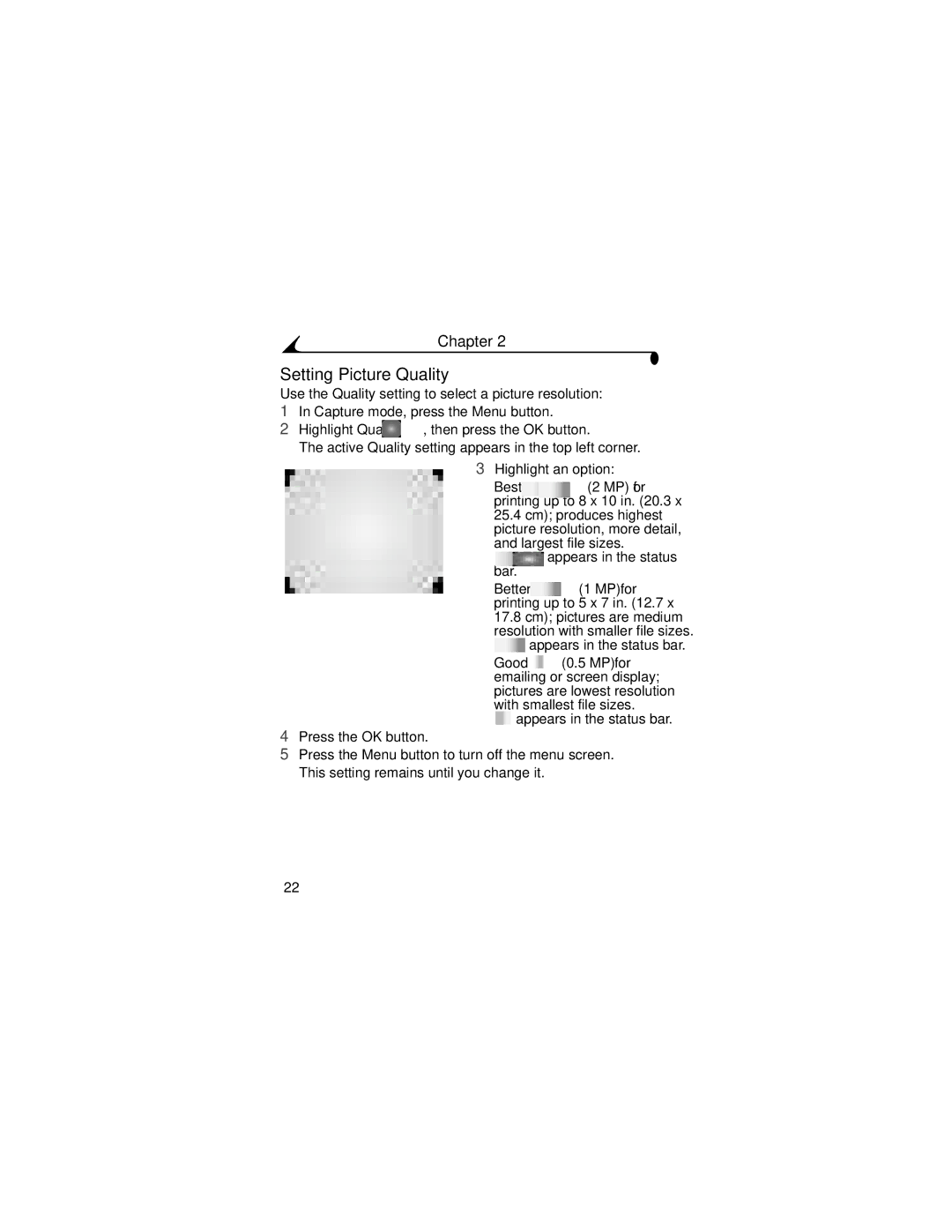 Kodak CX4210 manual Setting Picture Quality, Best-2 MP for 