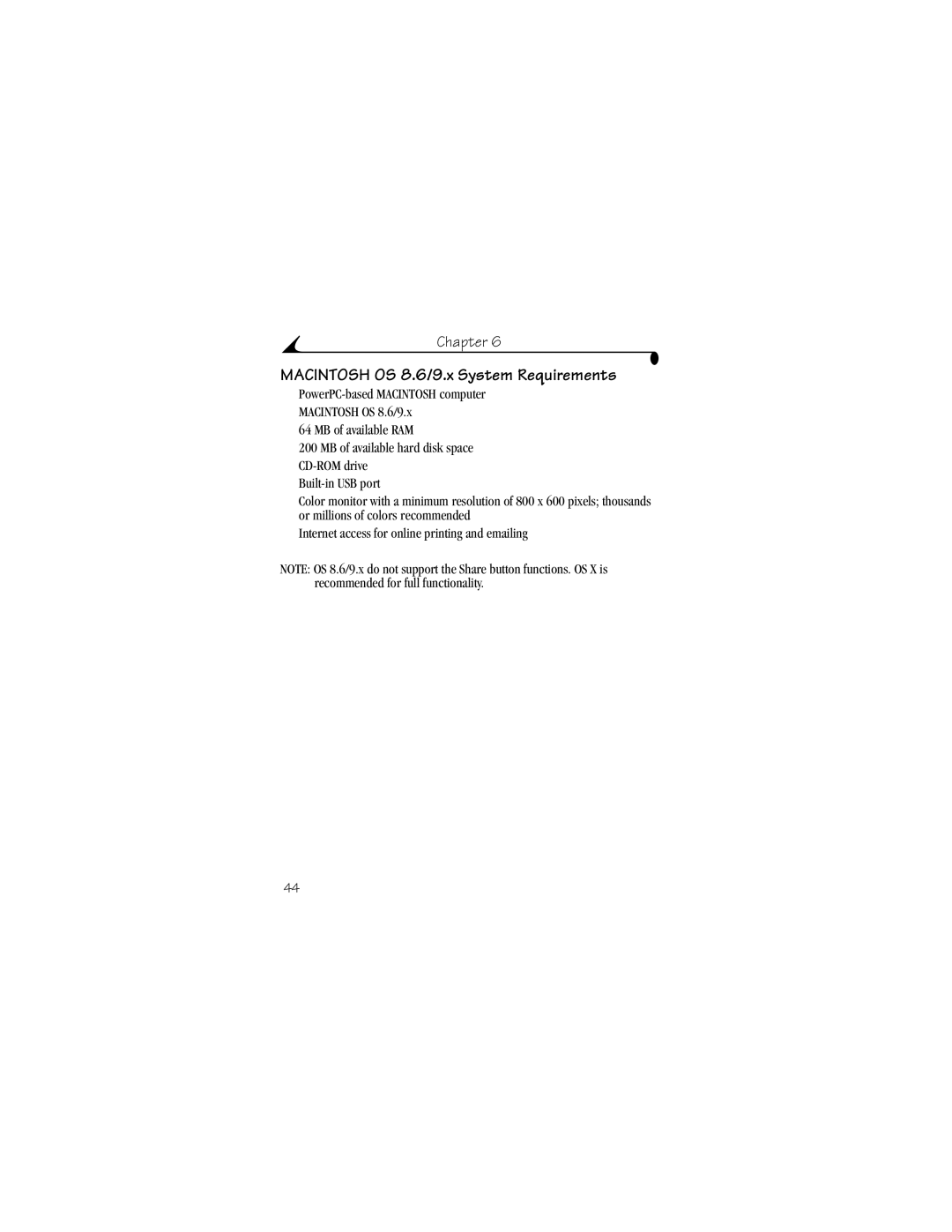 Kodak CX4210 manual Macintosh OS 8.6/9.x System Requirements 