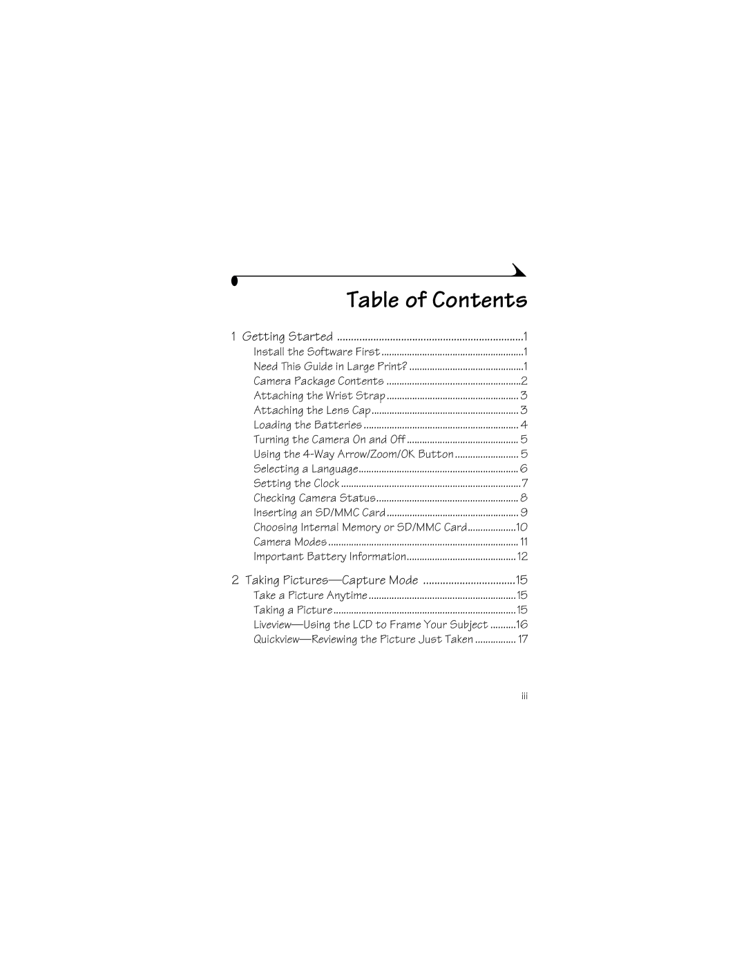 Kodak CX4310 manual Table of Contents 