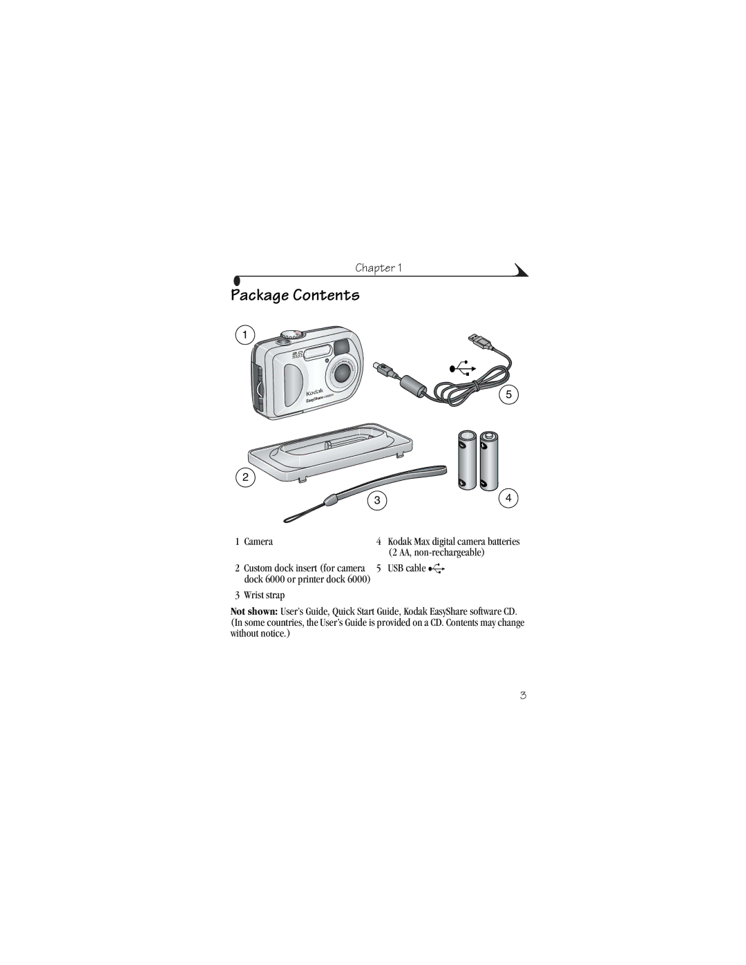 Kodak CX6200 manual Package Contents 