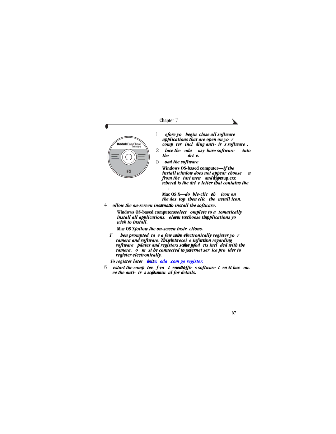 Kodak CX6445 manual Follow the on-screen instructions to install the software 