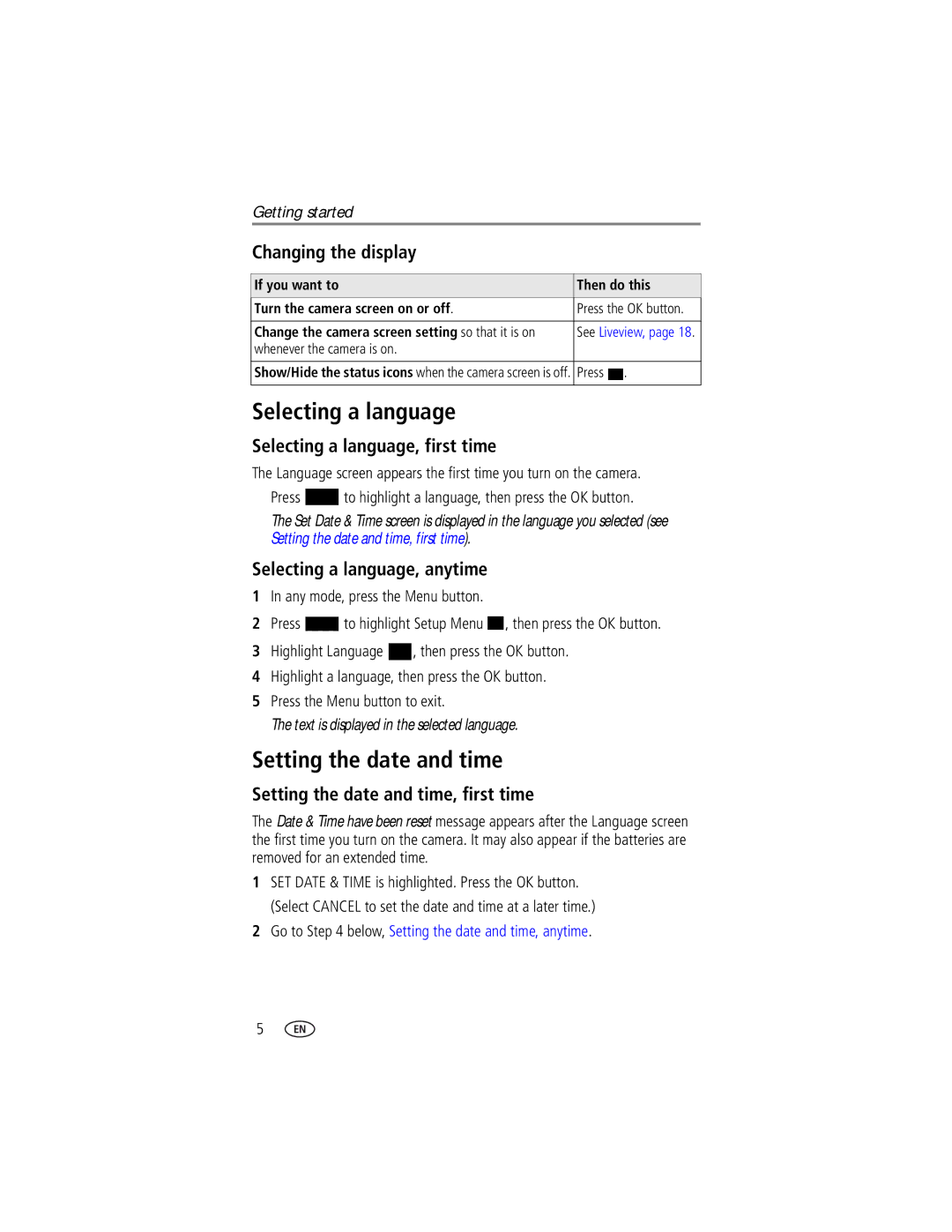 Kodak CX7220 manual Selecting a language, Setting the date and time 