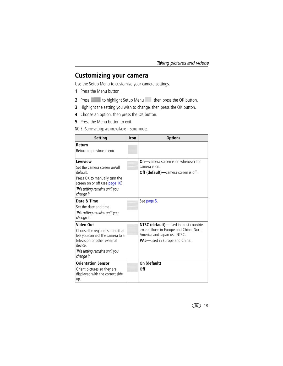 Kodak CX7220 manual Customizing your camera 