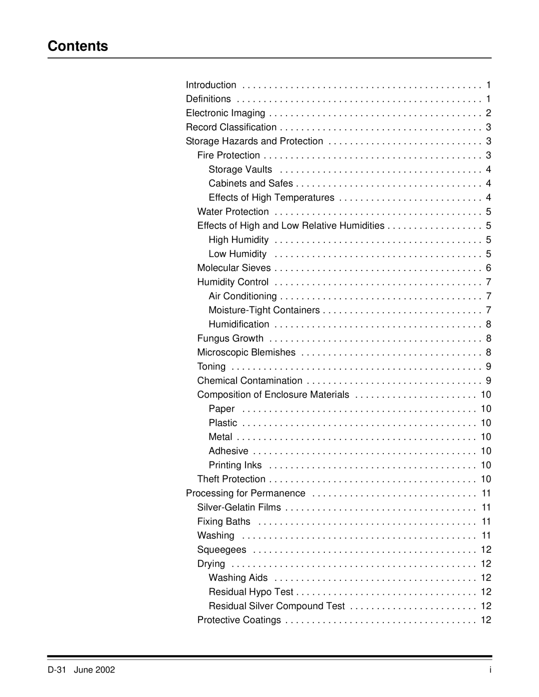 Kodak D-31 manual Contents 