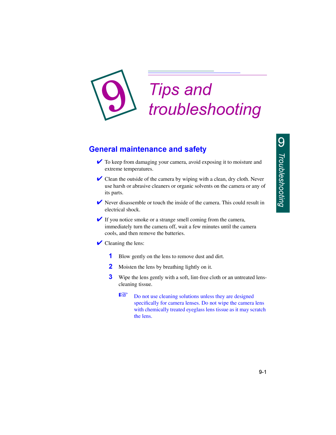 Kodak DC260, DC220 manual Tips and troubleshooting, General maintenance and safety 