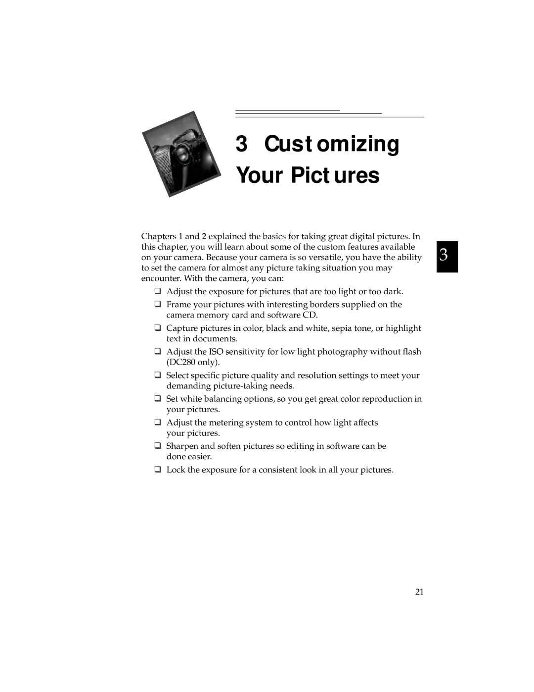 Kodak DC280, DC240 manual Customizing Your Pictures 