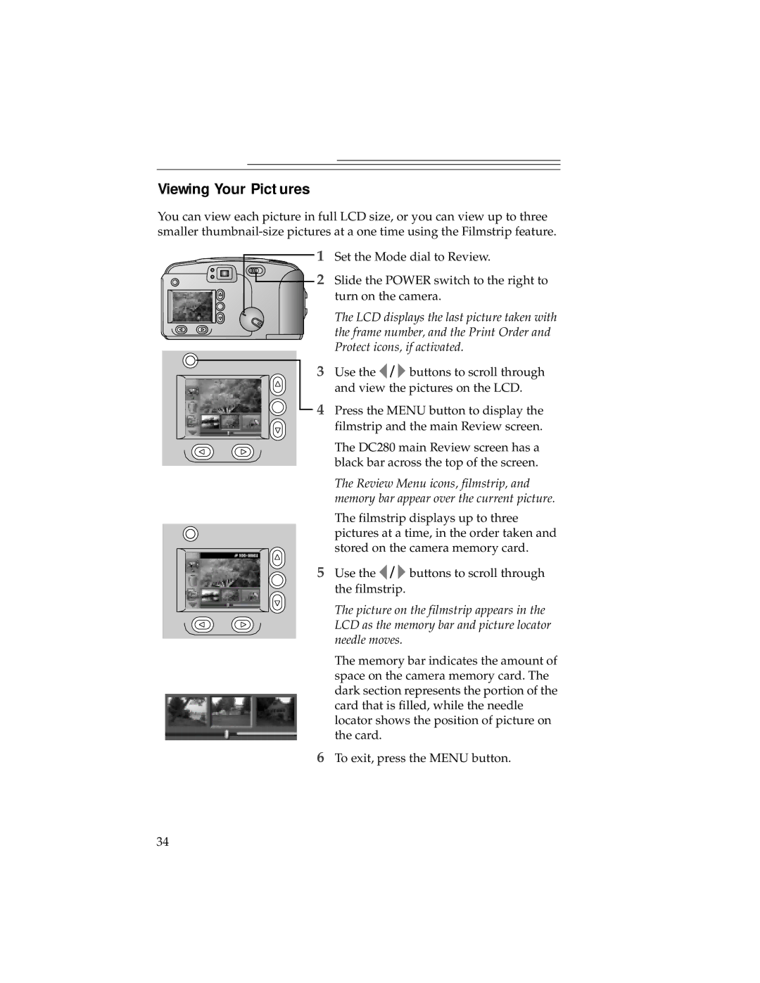 Kodak DC240, DC280 manual Viewing Your Pictures 