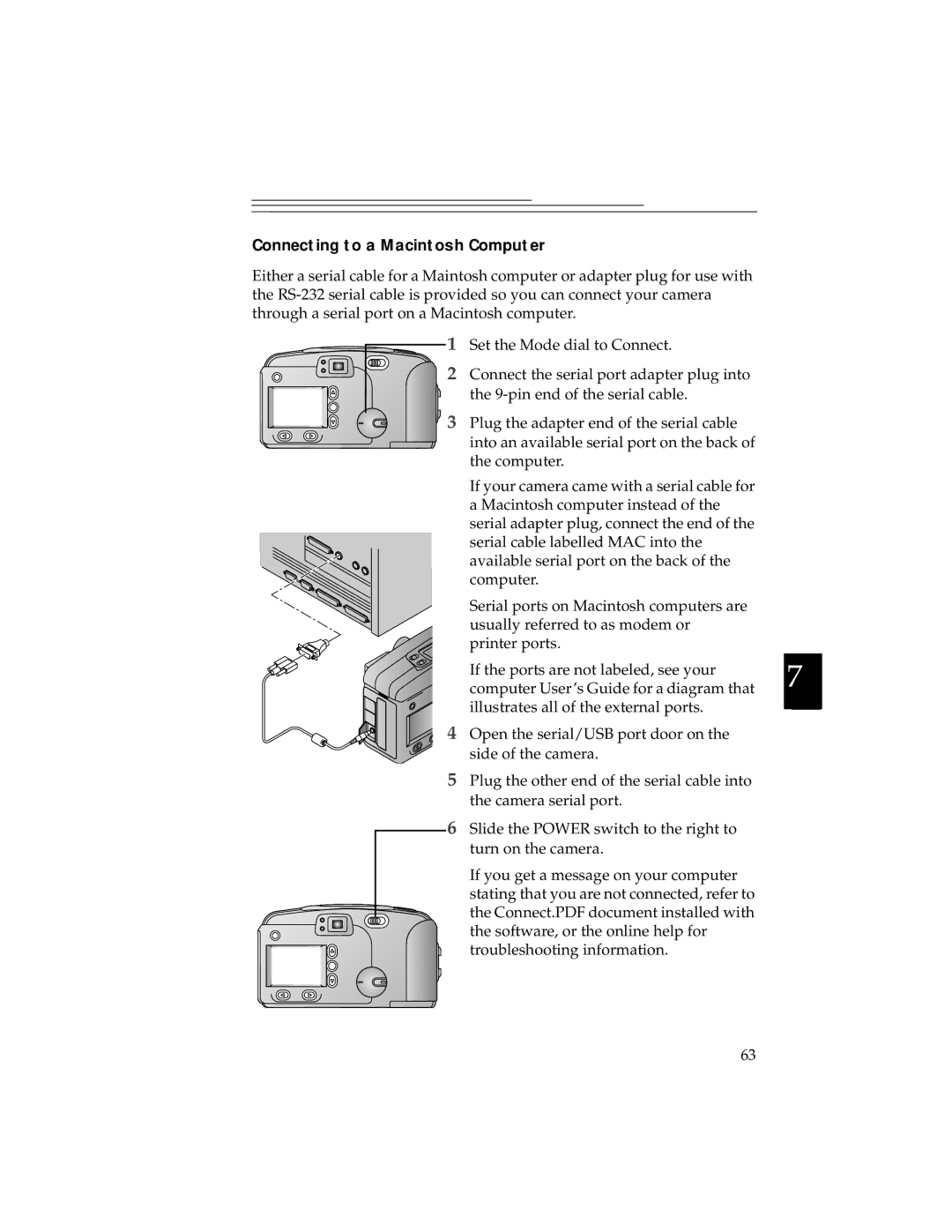 Kodak DC280, DC240 manual Connecting to a Macintosh Computer 