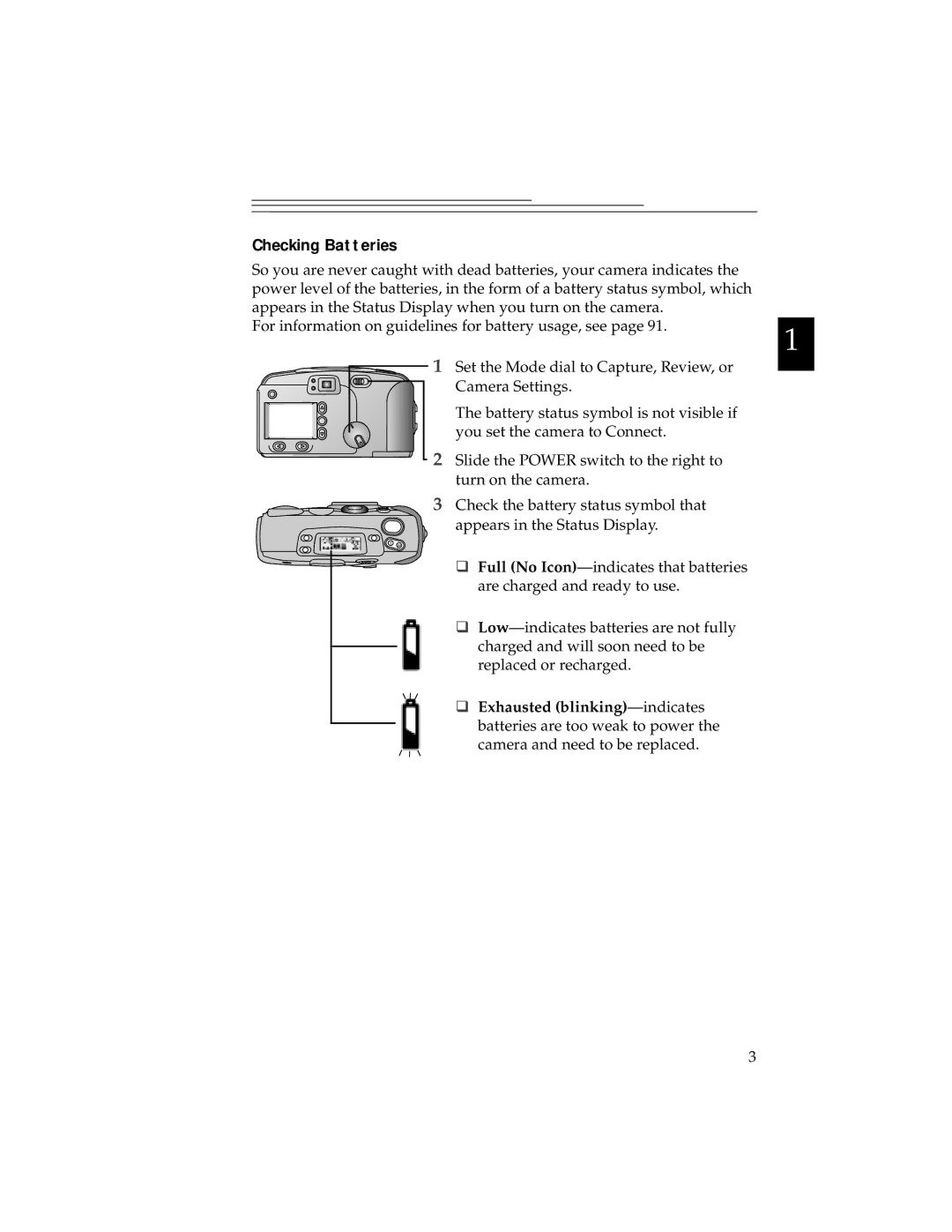 Kodak DC280, DC240 manual Checking Batteries 