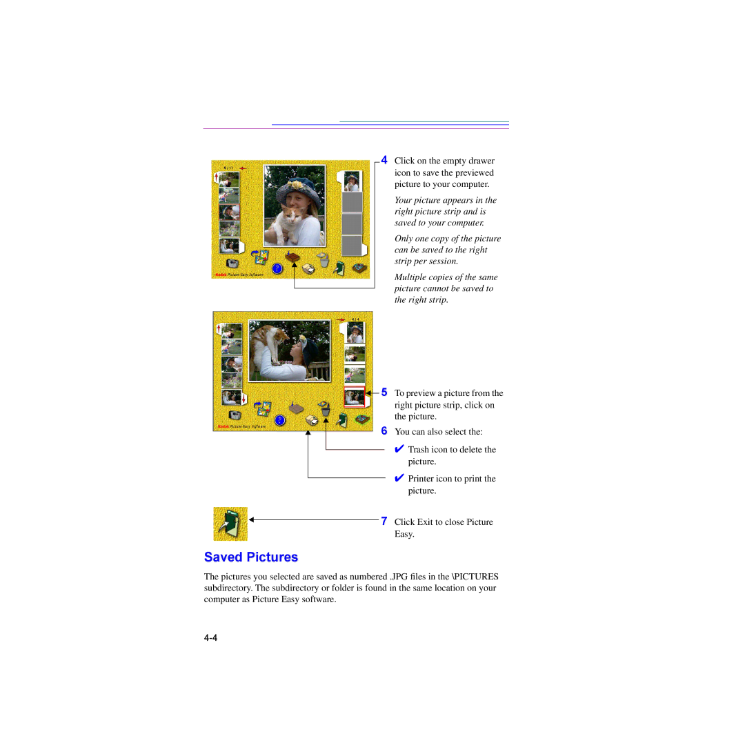 Kodak DC25 manual Saved Pictures 