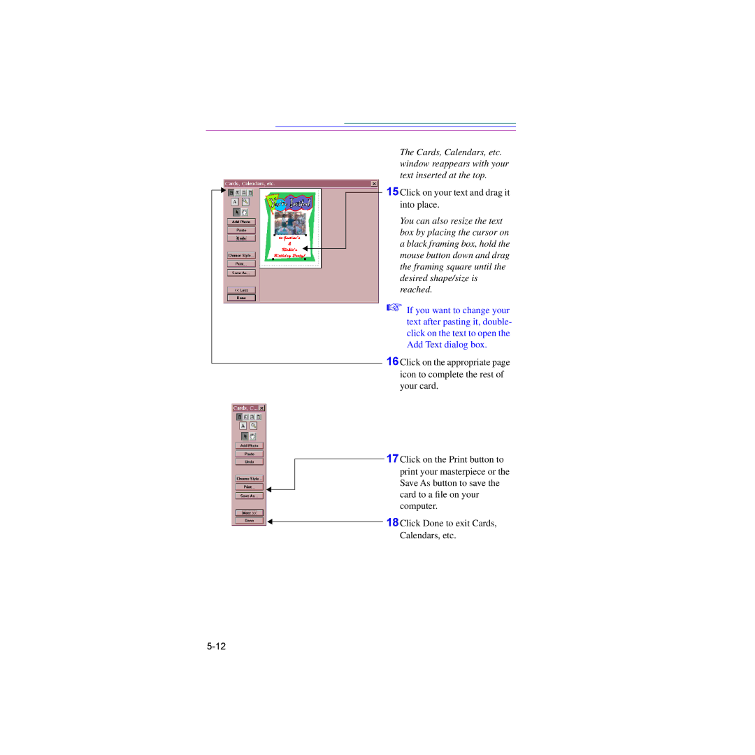 Kodak DC25 manual 15Click on your text and drag it into place 