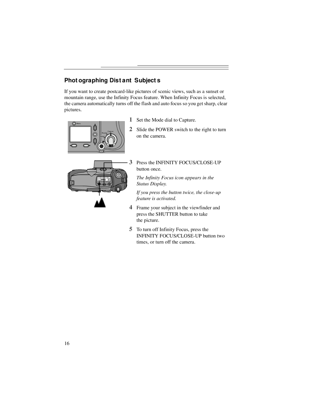 Kodak DC5000 manual Photographing Distant Subjects 