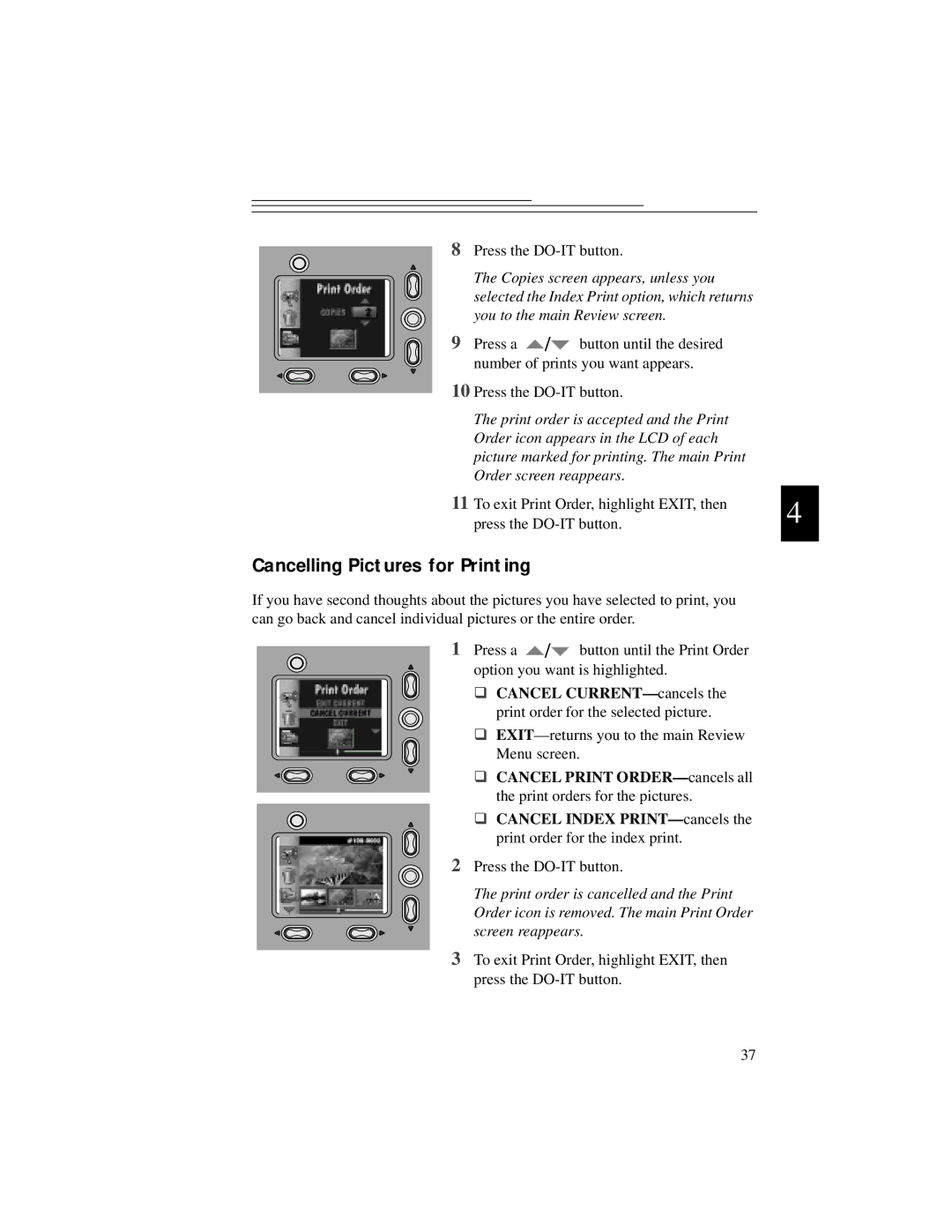 Kodak DC5000 manual Cancelling Pictures for Printing 