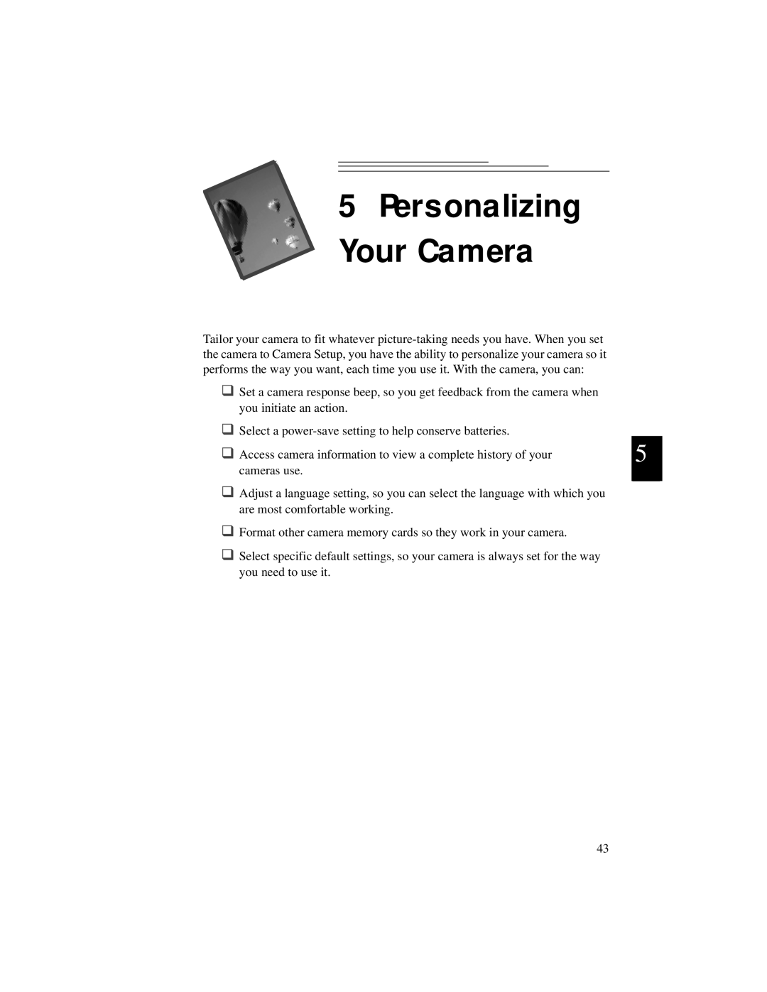 Kodak DC5000 manual Personalizing Your Camera 