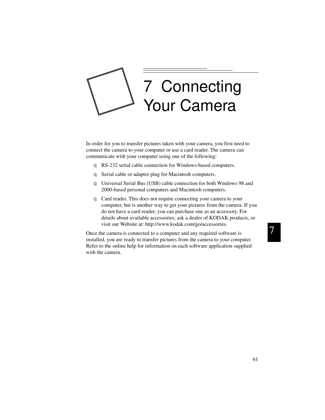 Kodak DC5000 manual Connecting Your Camera 