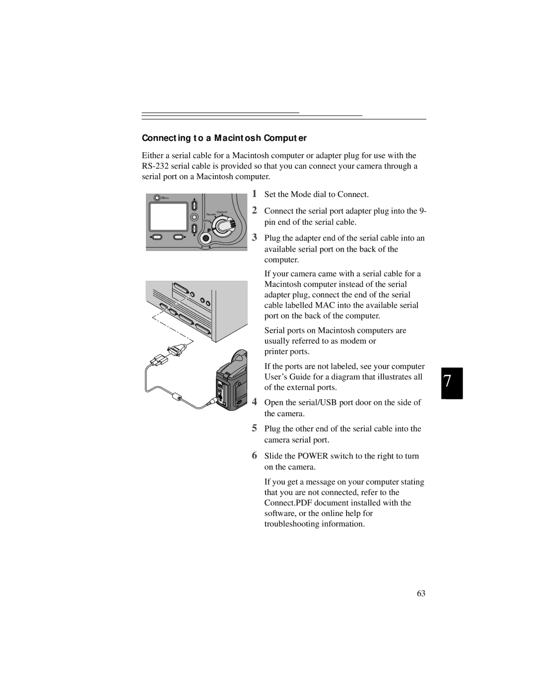 Kodak DC5000 manual Connecting to a Macintosh Computer 