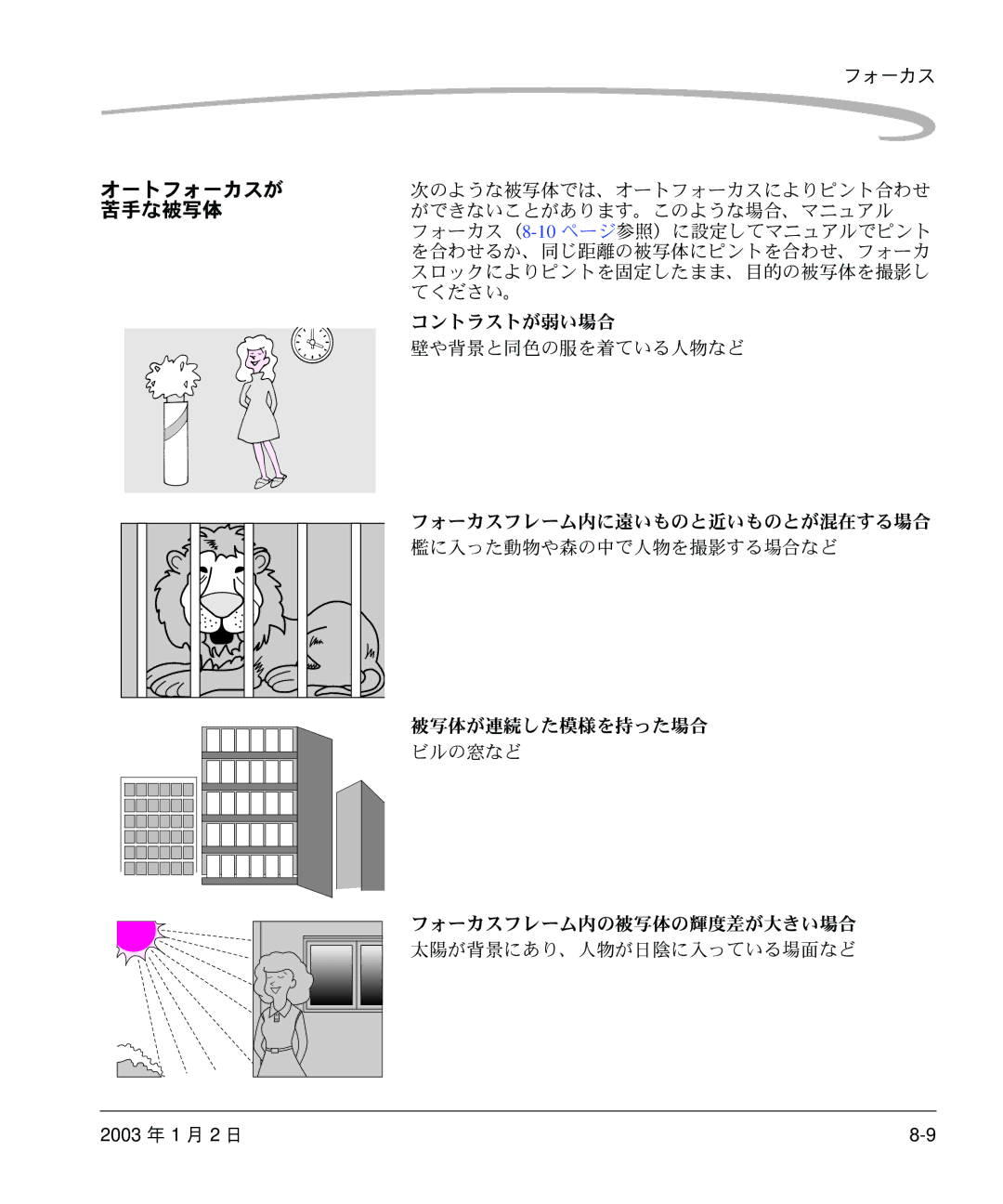 Kodak DCS 14n manual オートフォーカスが, 苦手な被写体 