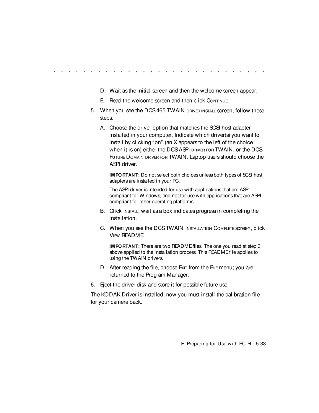 Kodak DCS 465 user manual View Readme 