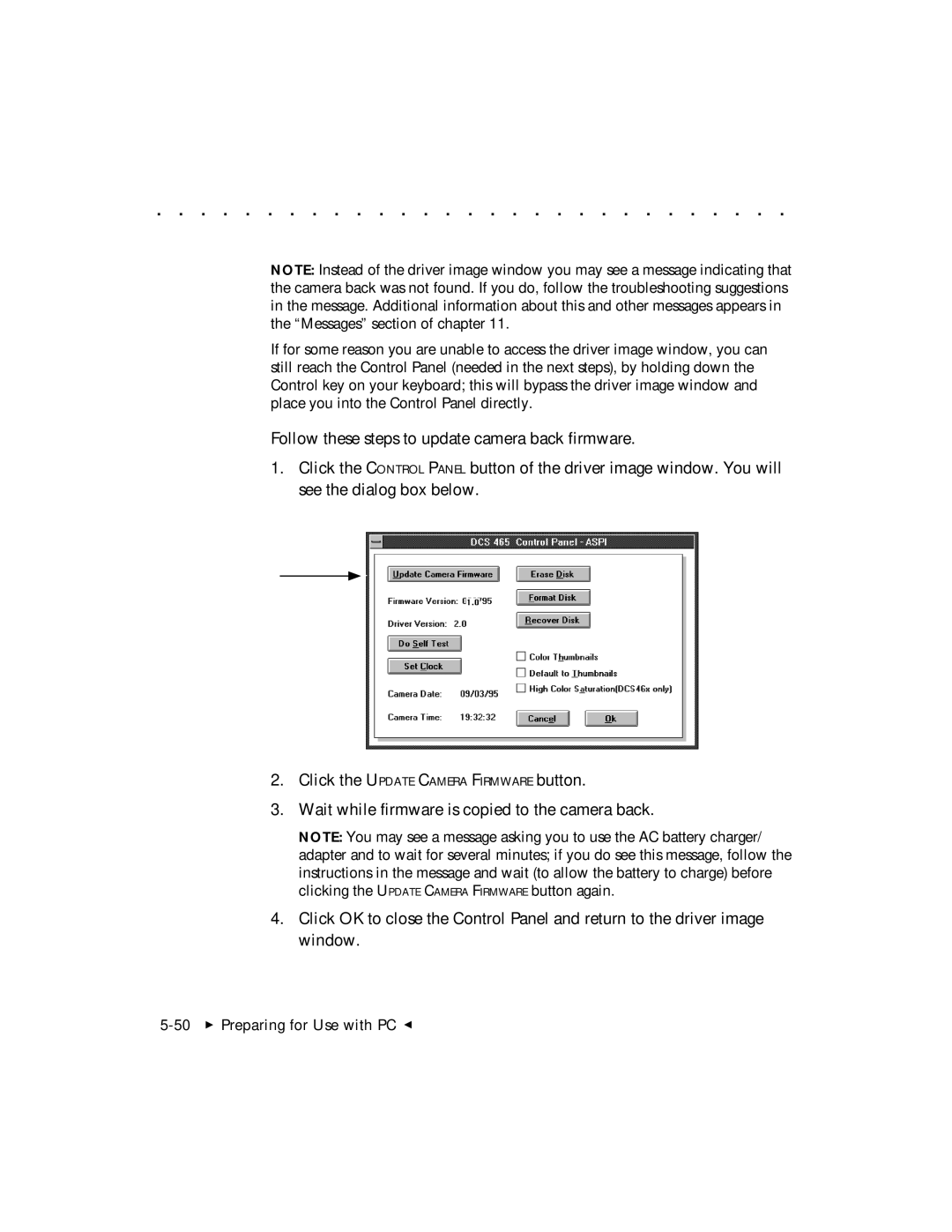 Kodak DCS 465 user manual 50  Preparing for Use with PC G 