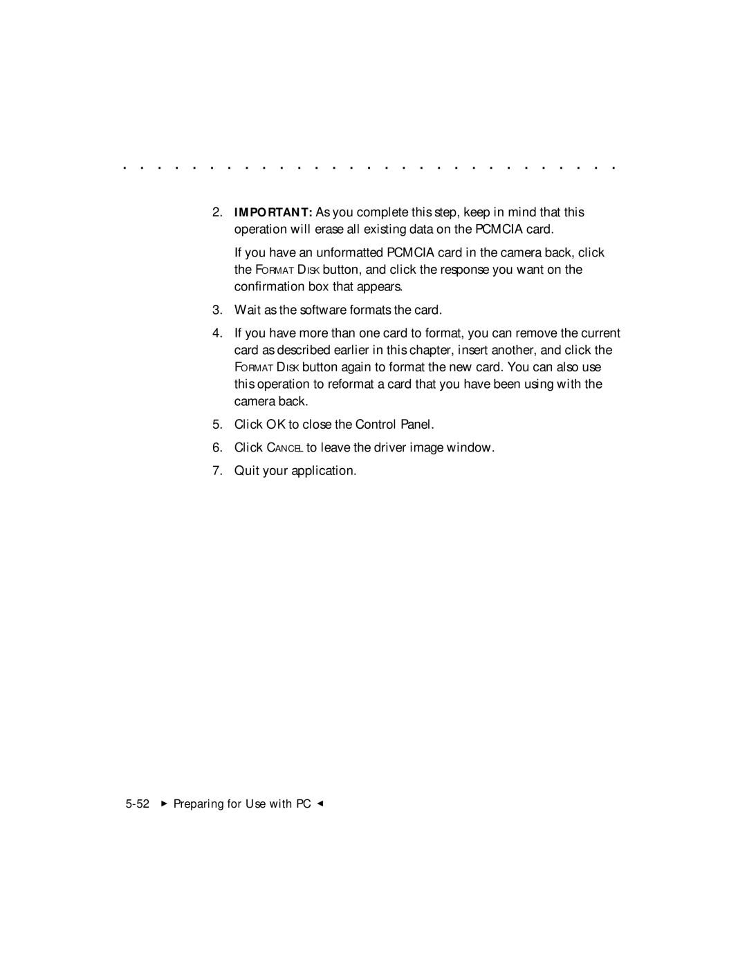 Kodak DCS 465 user manual 52  Preparing for Use with PC G 