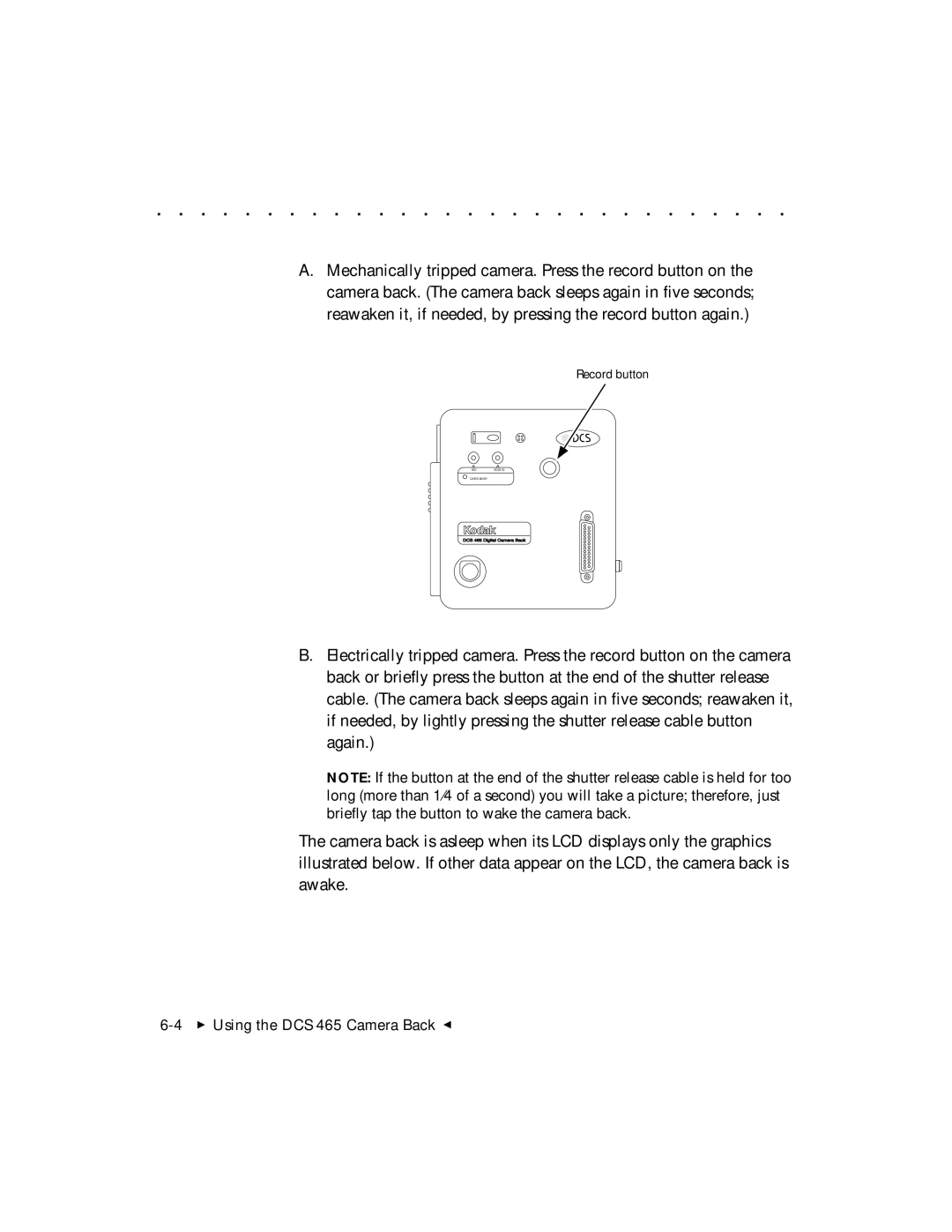 Kodak DCS 465 user manual Record button 