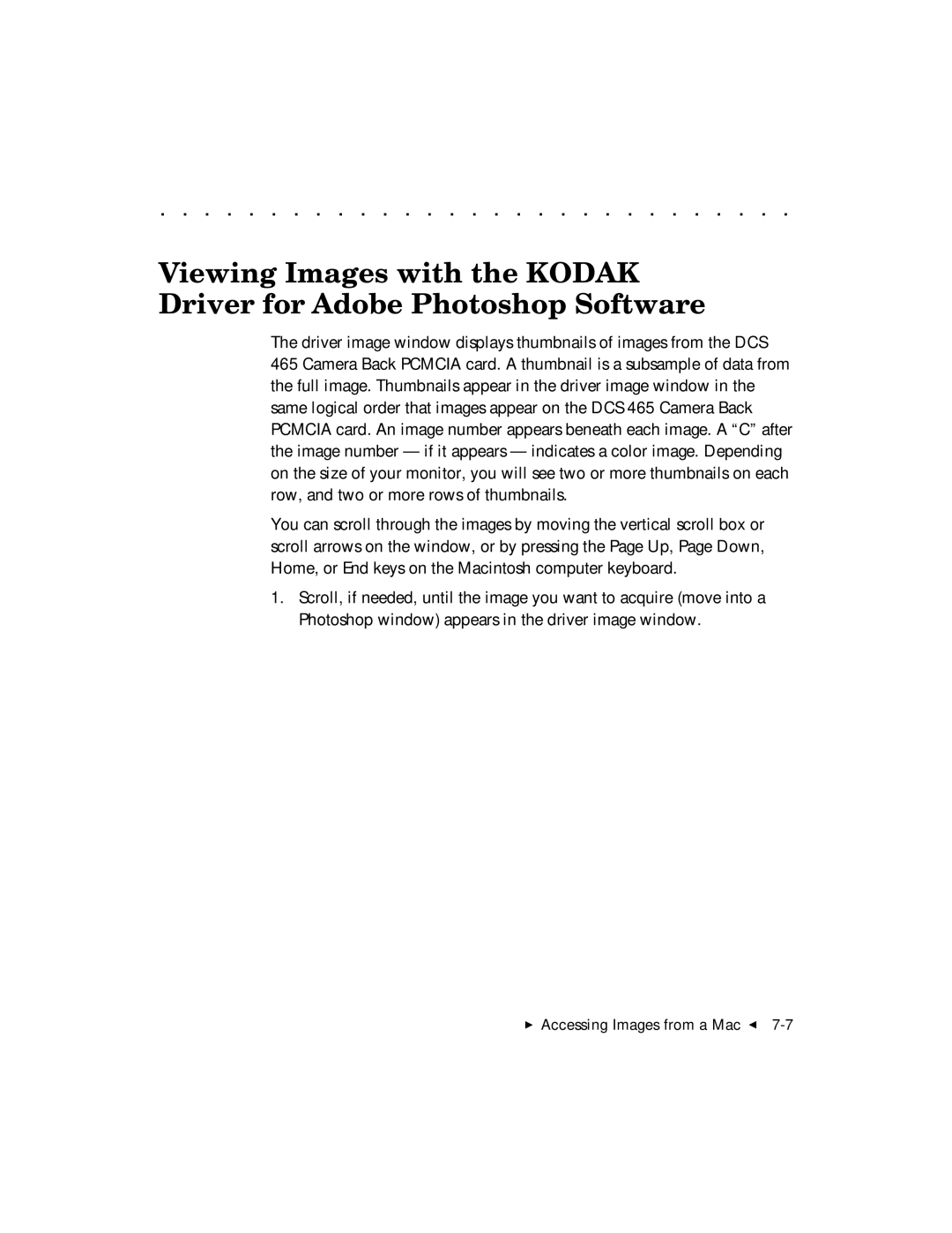 Kodak DCS 465 user manual  Accessing Images from a Mac G 