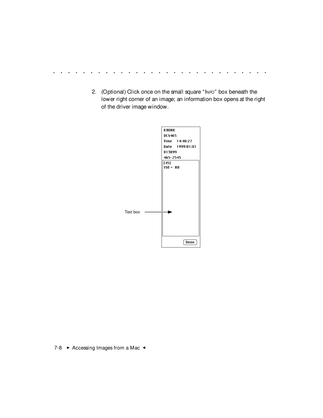 Kodak DCS 465 user manual Text box 