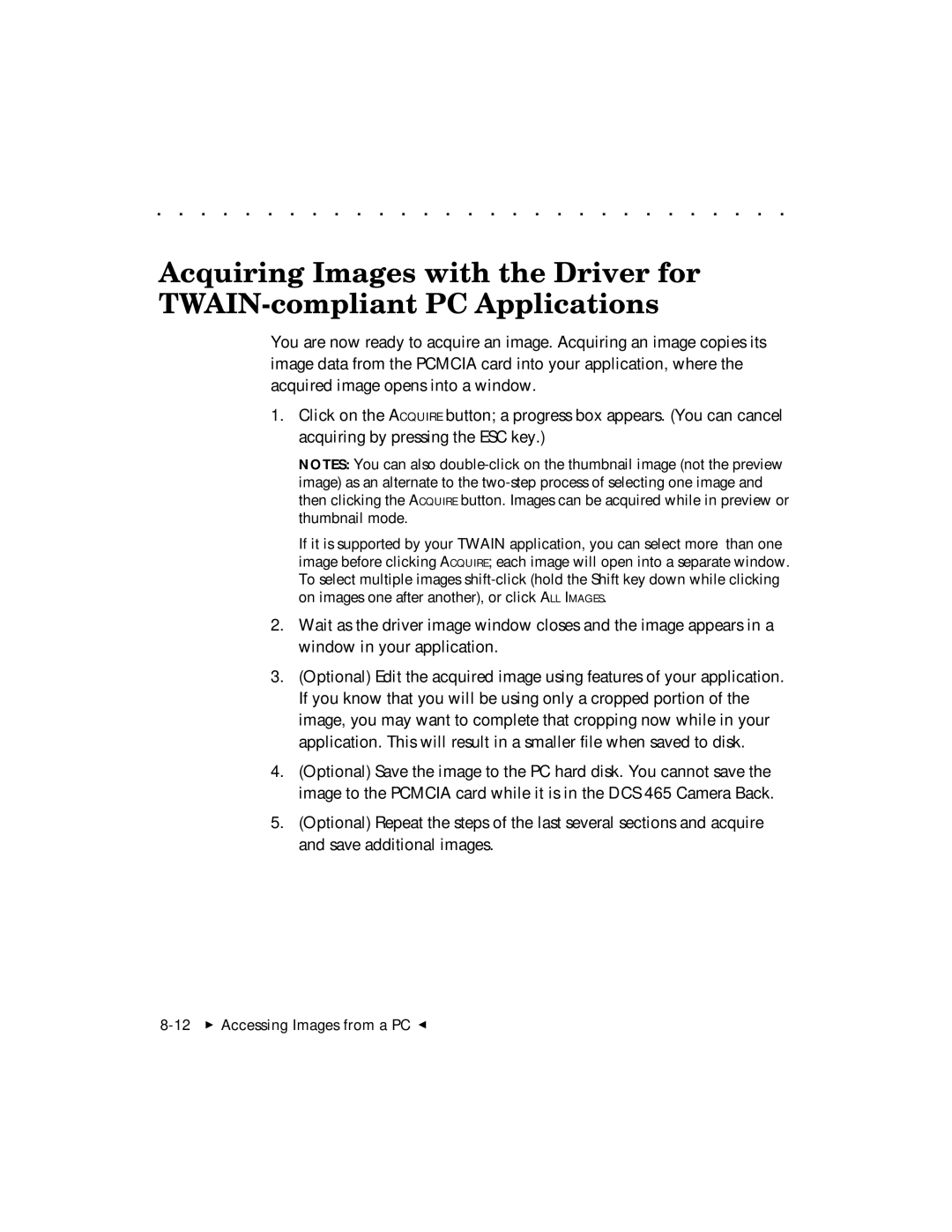 Kodak DCS 465 user manual 12  Accessing Images from a PC G 