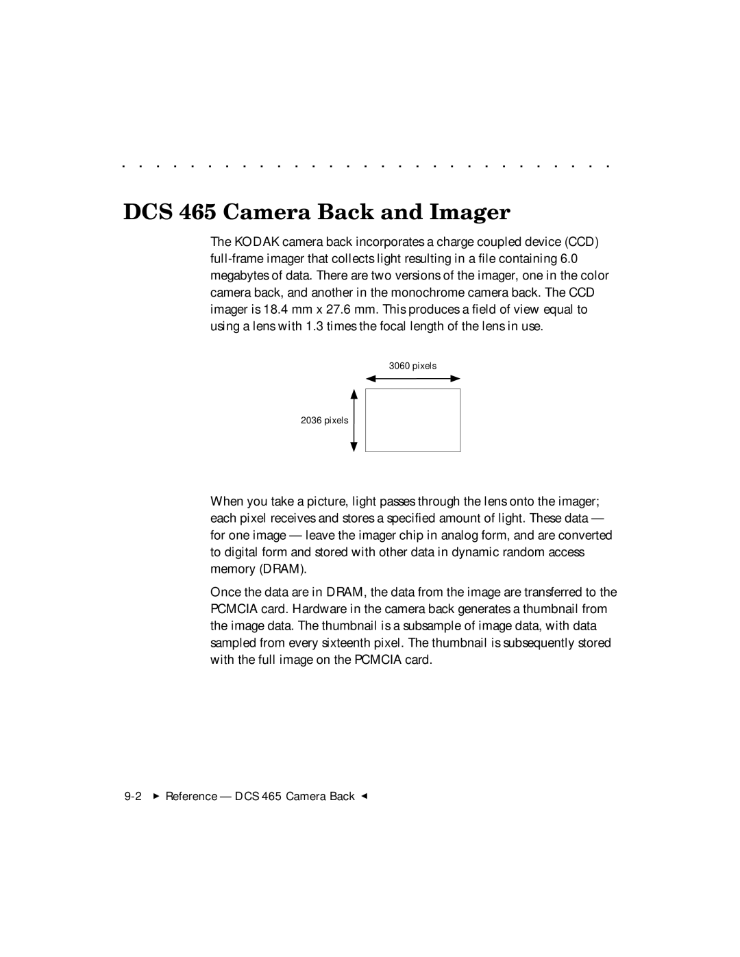 Kodak user manual DCS 465 Camera Back and Imager 