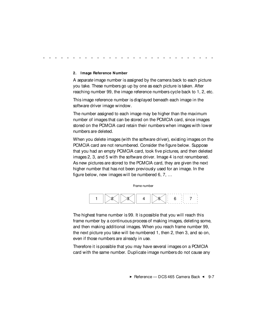 Kodak DCS 465 user manual Image Reference Number 