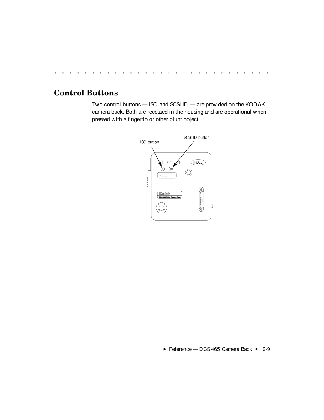 Kodak DCS 465 user manual Control Buttons 