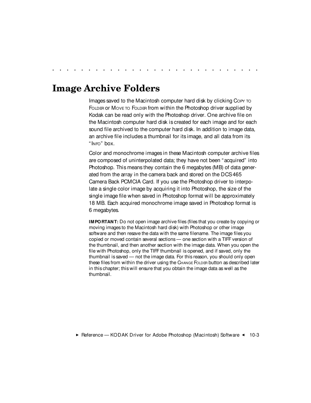 Kodak DCS 465 user manual Image Archive Folders 