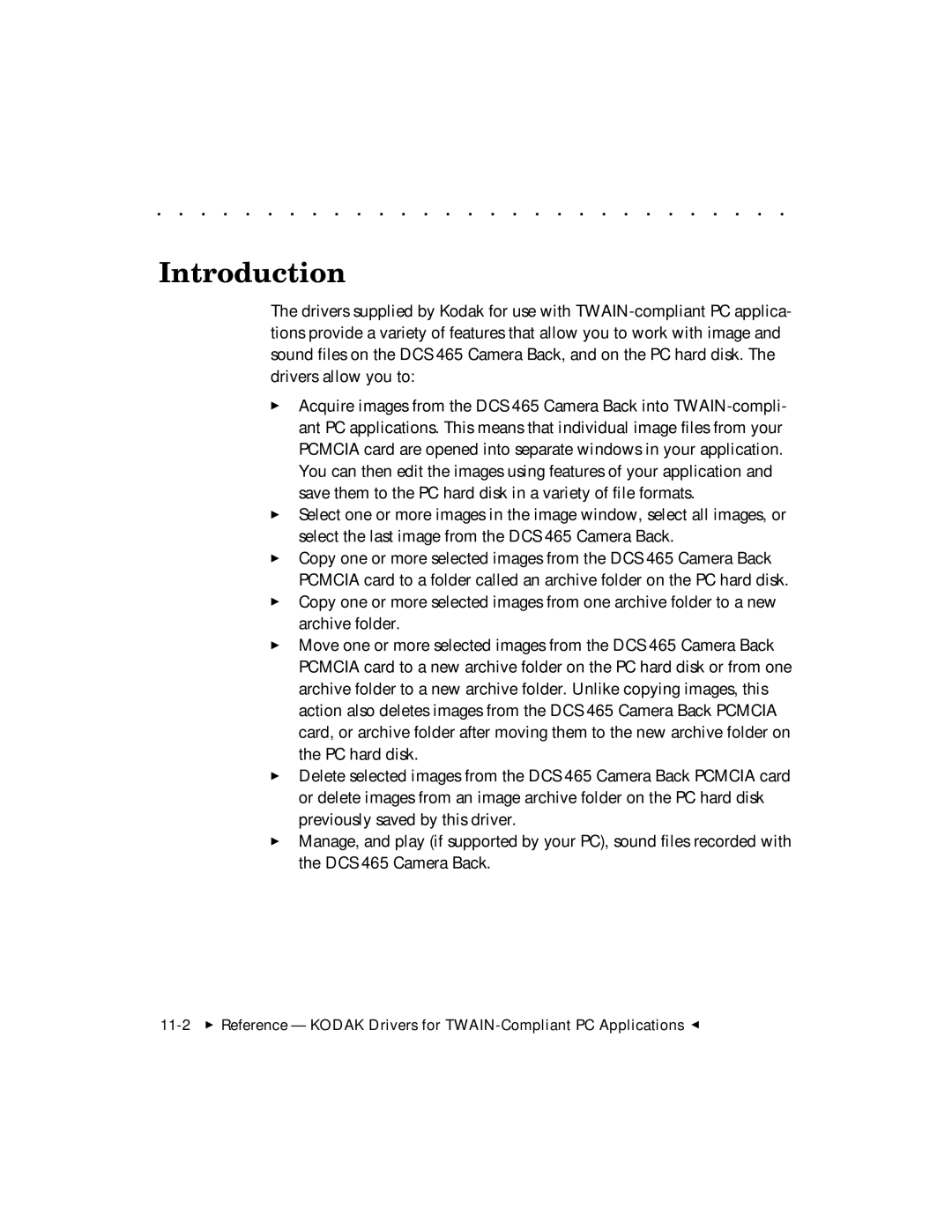 Kodak DCS 465 user manual Introduction 