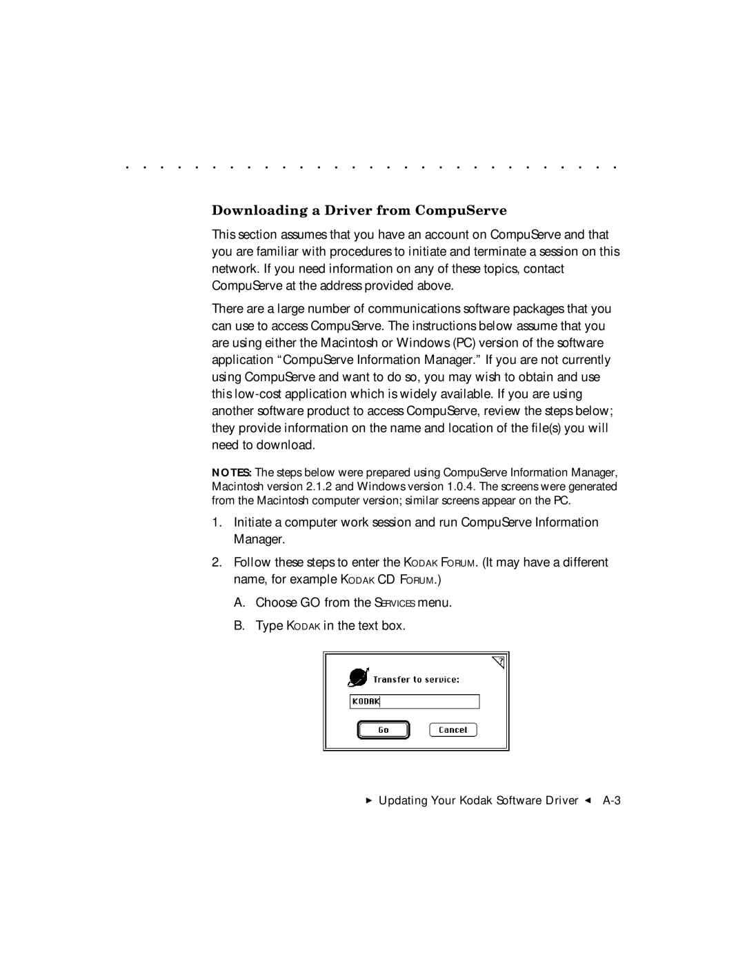 Kodak DCS 465 user manual Downloading a Driver from CompuServe 