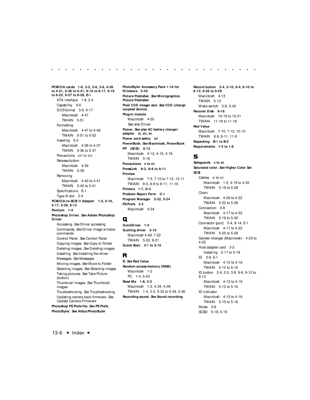 Kodak DCS 465 user manual 13-6  Index G 