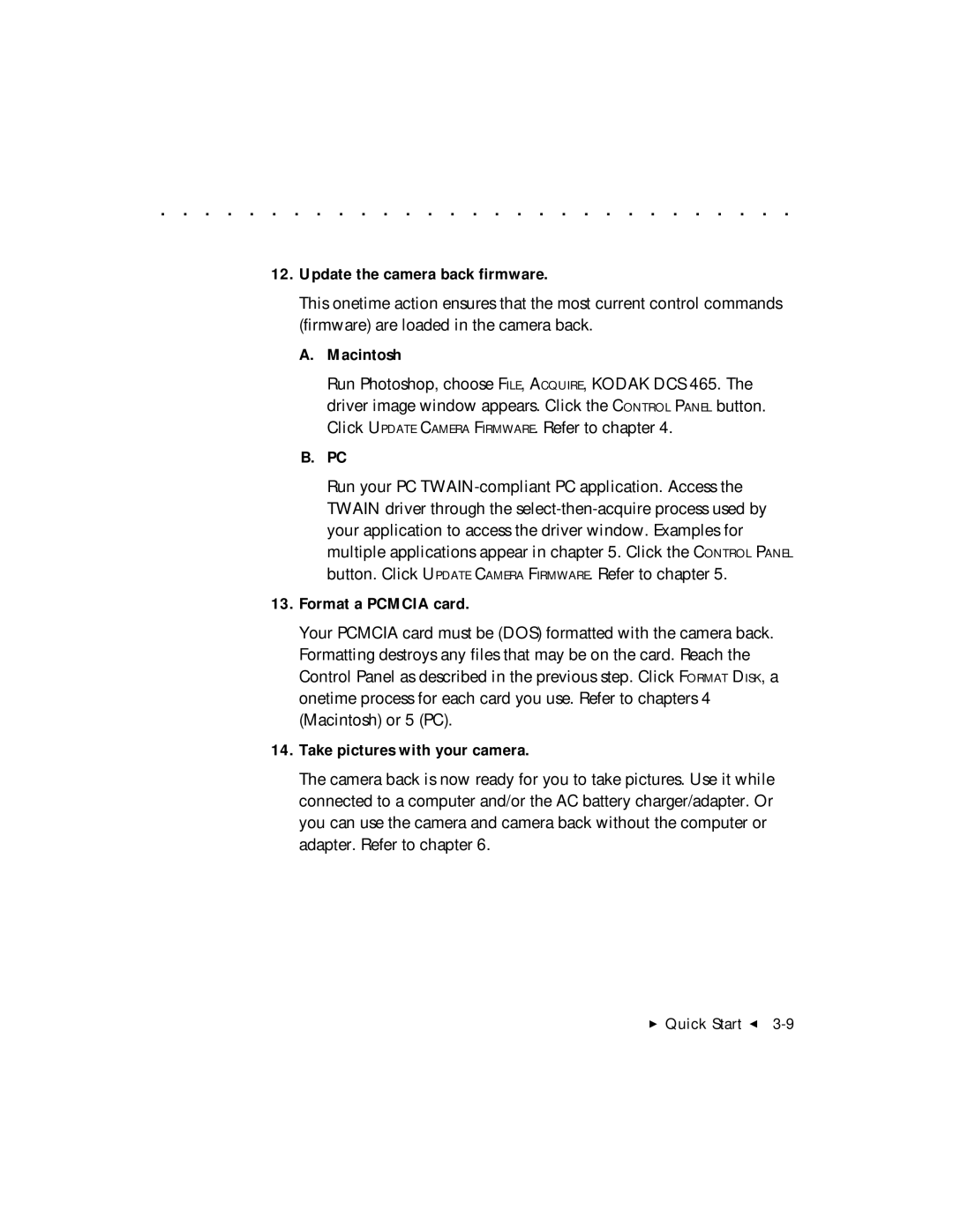 Kodak DCS 465 user manual Update the camera back firmware 