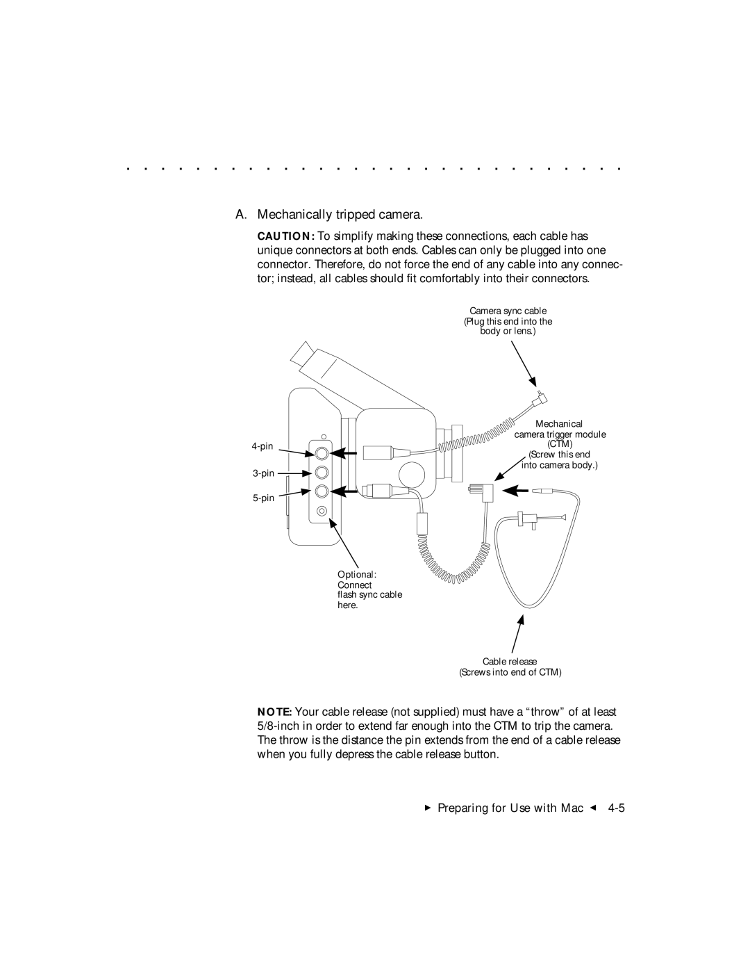 Kodak DCS 465 user manual Cable release Screws into end of CTM 