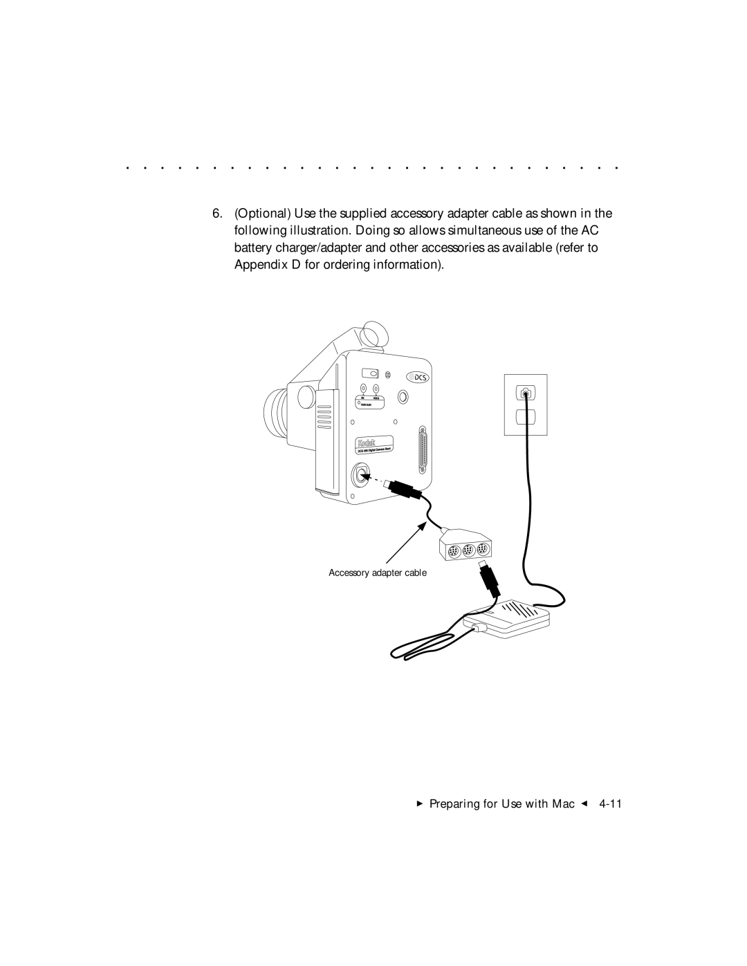 Kodak DCS 465 user manual Accessory adapter cable 