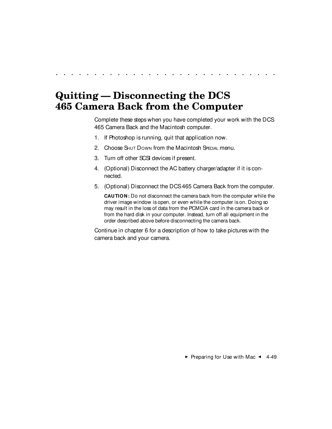 Kodak DCS 465 user manual  Preparing for Use with Mac G 