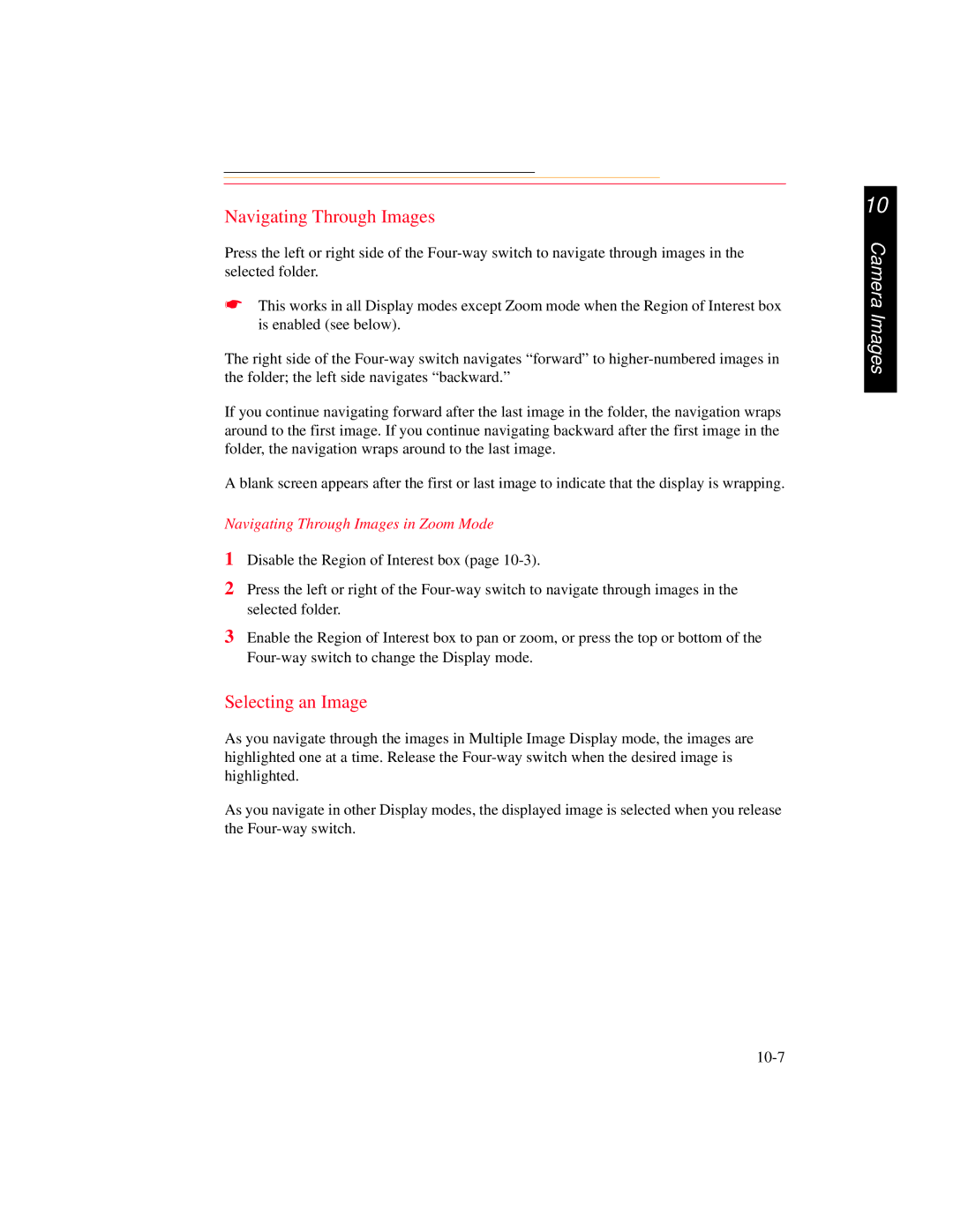 Kodak DCS 700 manual Selecting an Image, Navigating Through Images in Zoom Mode 