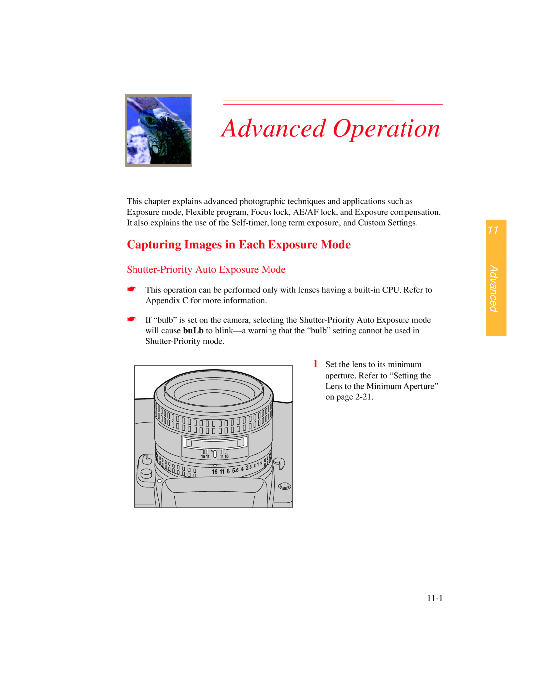 Kodak DCS 700 manual Capturing Images in Each Exposure Mode, Shutter-Priority Auto Exposure Mode 